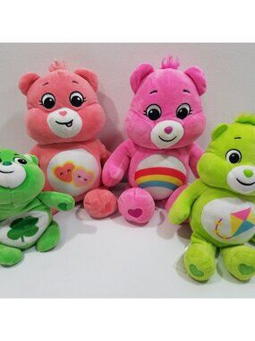 Lot of 3 Carebears Plush Cheer Bear Love-a-lot Bear Do Your Best Bear Good Luck